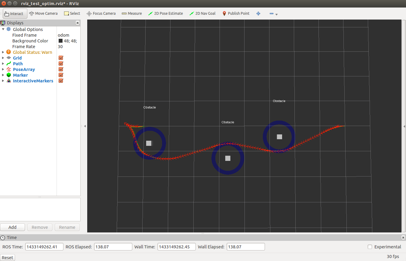 Visualization: Optimization of a single trajectory in a different obstacle configuration